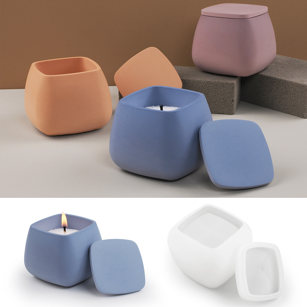Craft Embellishment Storage - Pot de bougie carré en Silicone,