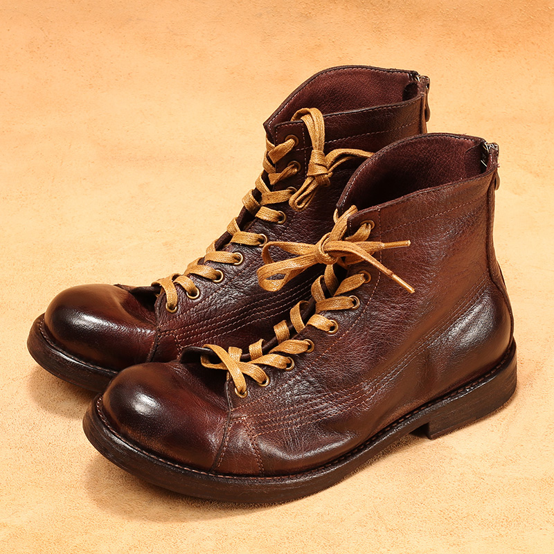 Guipure Lace Panel - Bottes montantes en cuir de cheval