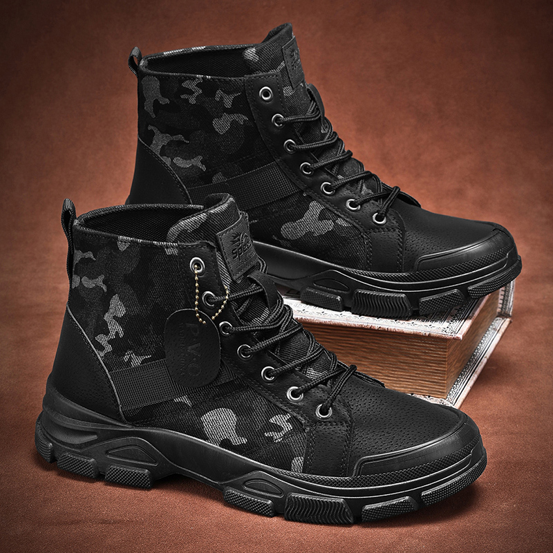 Guipure Lace Panel - Bottes de combat montantes camouflage pour