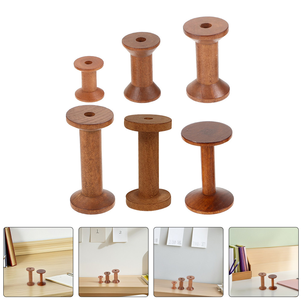 Embroidery Craft - 6 bobines en bois vintage rustiques