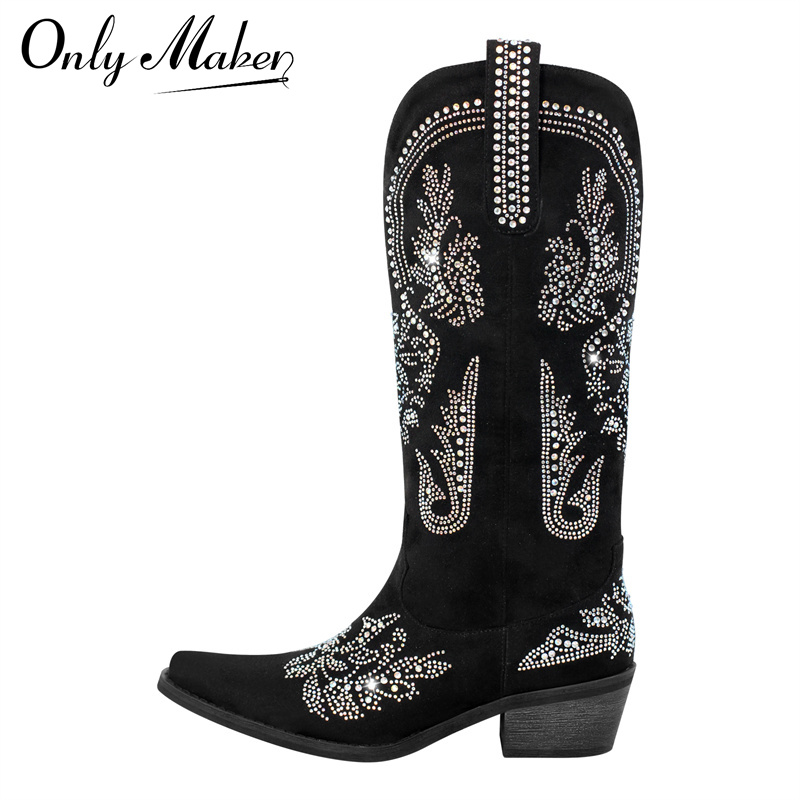 Sew On Rhinestone - DALTolMaker-Bottes de cowboy occidentales pour femmes,