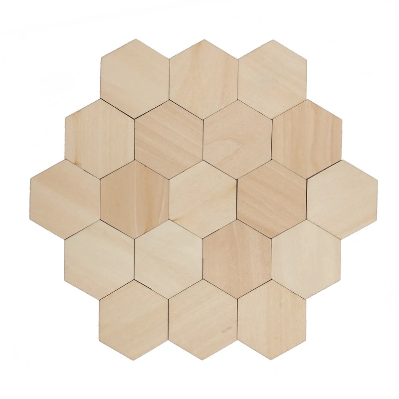 Embellish Craft - Tranches vierges hexagonales en bois 10-120mm,