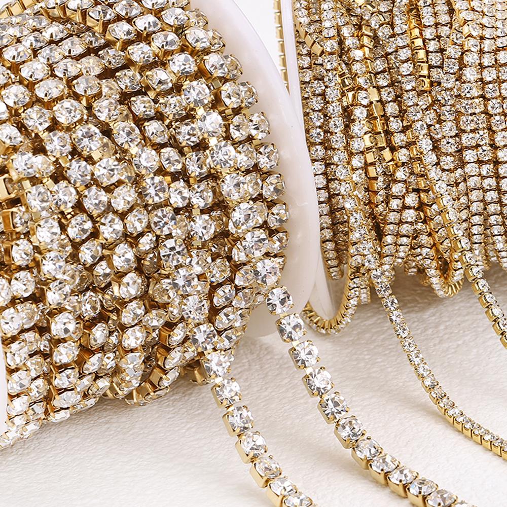 Sew On Rhinestone - Chaîne en strass cristal en acier