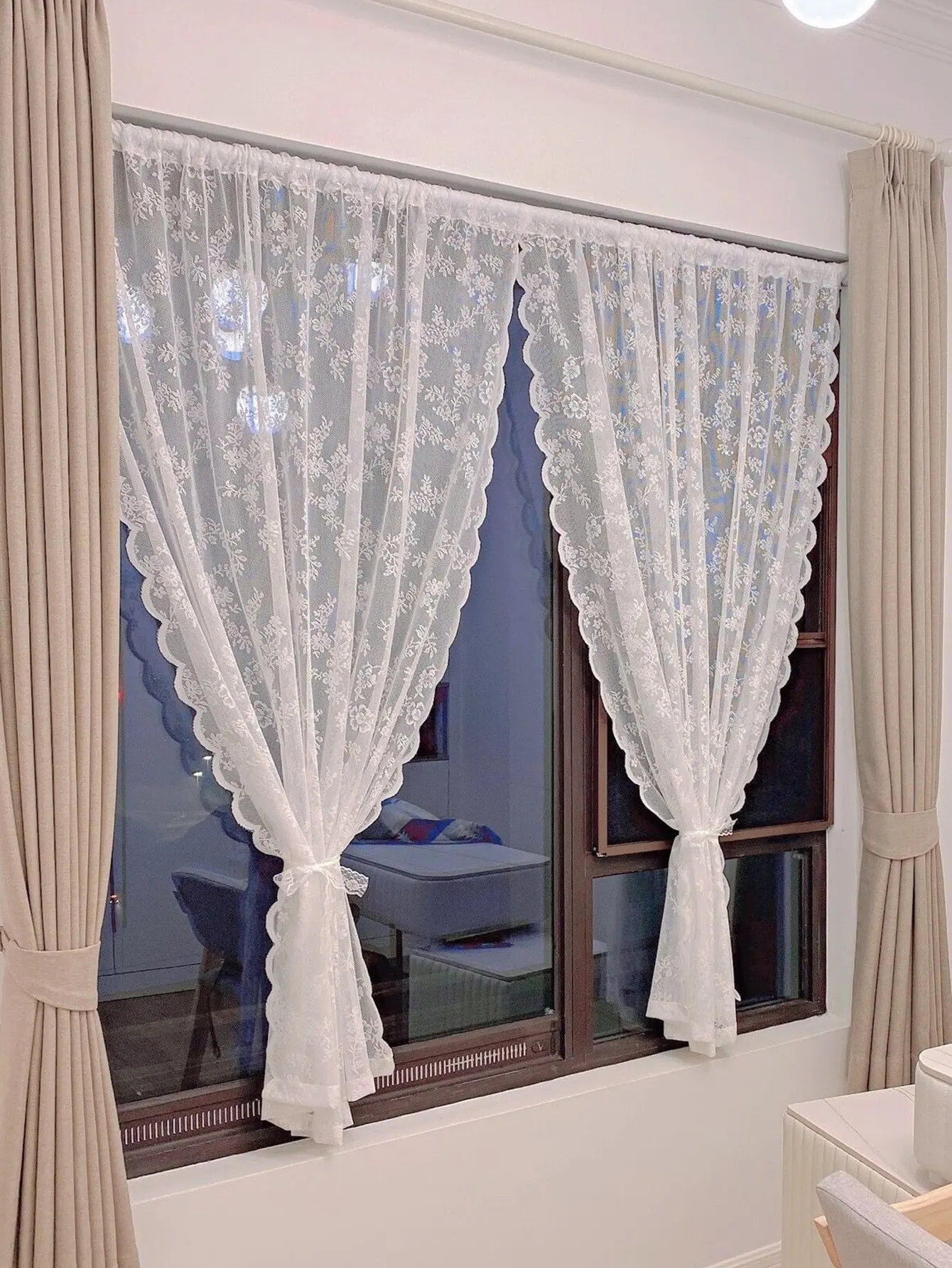 Rideau en dentelle florale tra - Guipure Lace Panel avis et prix