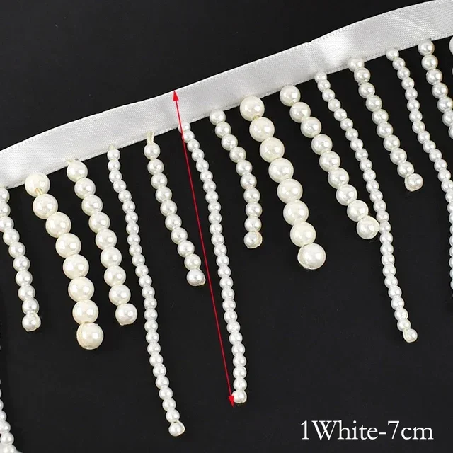 1/2Yards perle perlée gland fr - Beaded Trim Fringe avis et prix